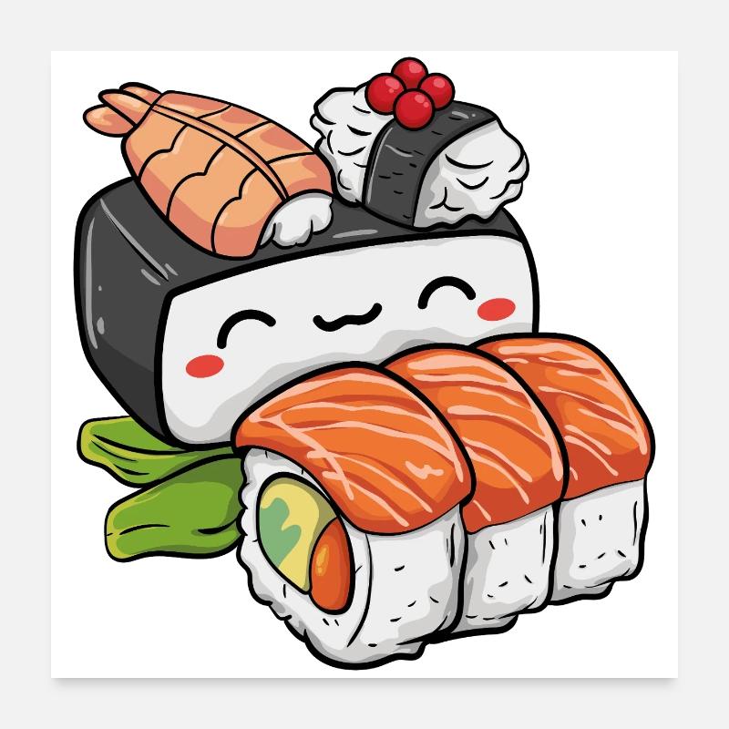 Kawaii Sushi Poster 60x60 cm