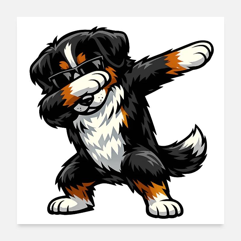 Dabbing Bernese Mountain Dog Poster 24" x 24" (60x60 cm)