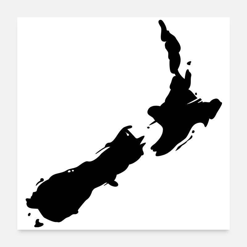 Carte Nouvelle-Zélande Poster 60 x 60 cm
