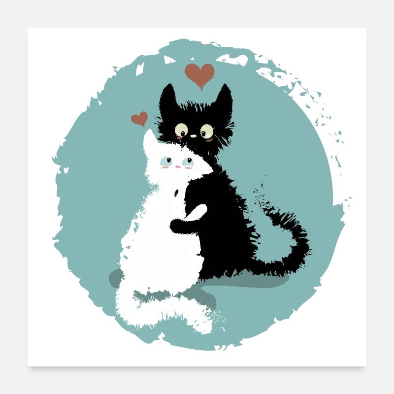 Chats d'amour Poster 60 x 60 cm