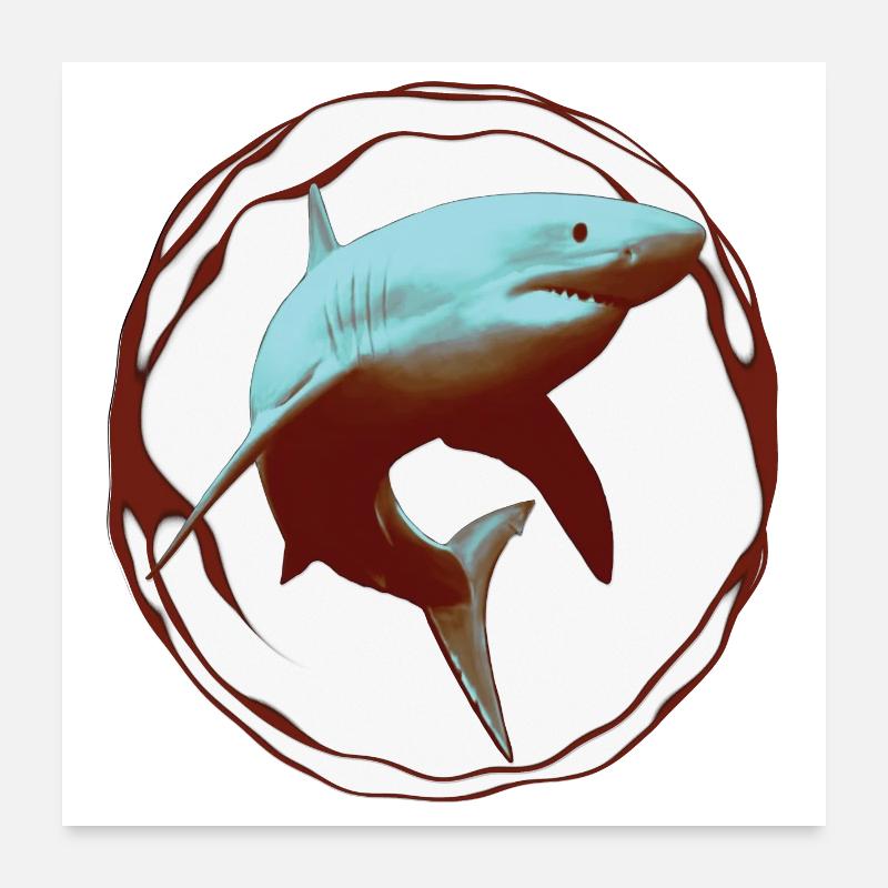 Grand Requin Blanc Poster 60 x 60 cm