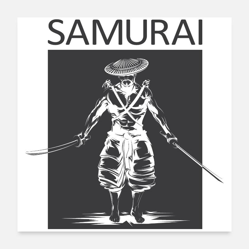 Samurai Schwertkämpfer Symbol Kampfkunst Logo icon Poster 60x60 cm