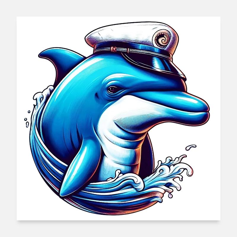 Dolphin Sailor Poster 24" x 24" (60x60 cm)