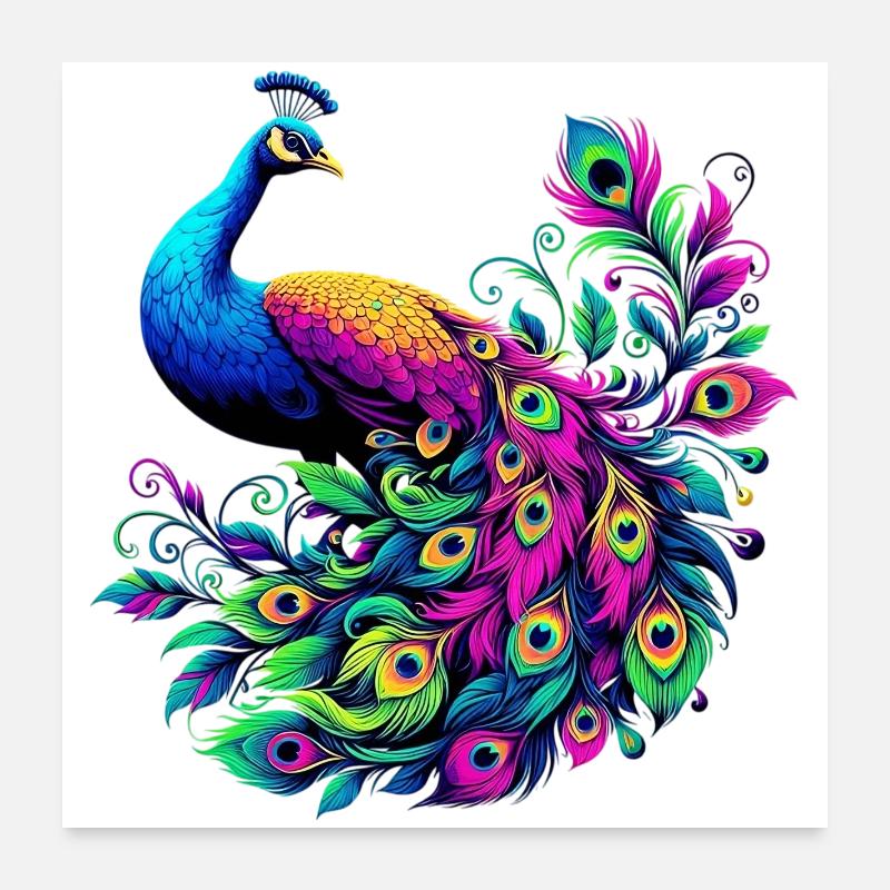 Paon - Poster 60 x 60 cm - blanc