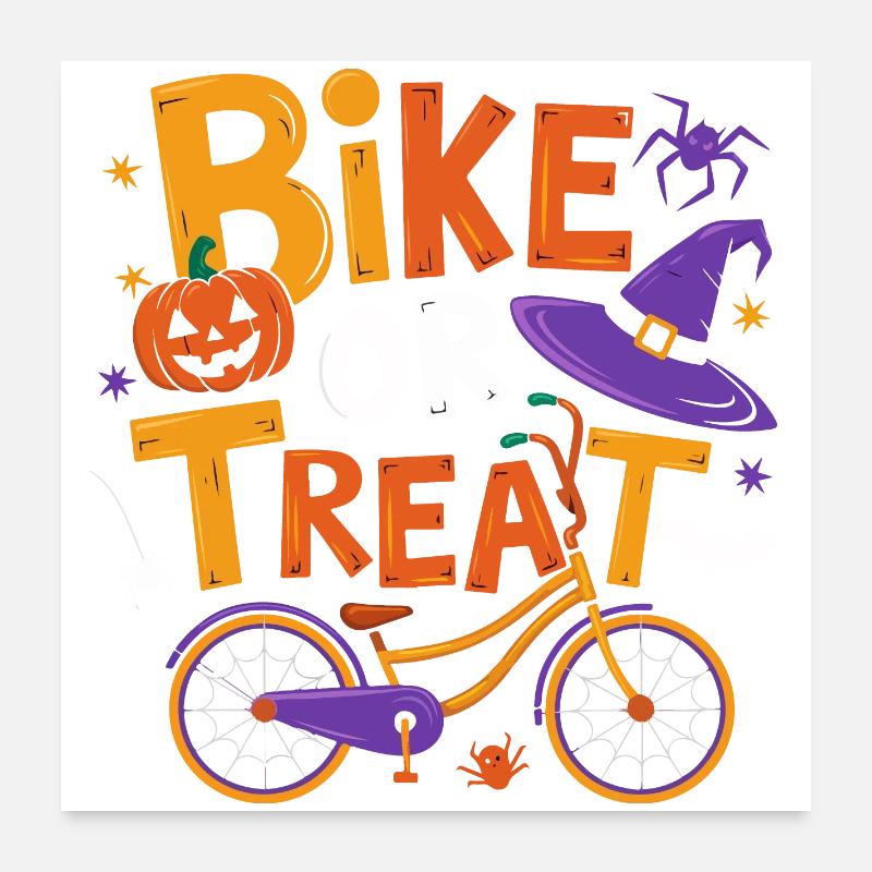 Halloween-Fahrrad oder Leckerli-Illustration Poster 60x60 cm