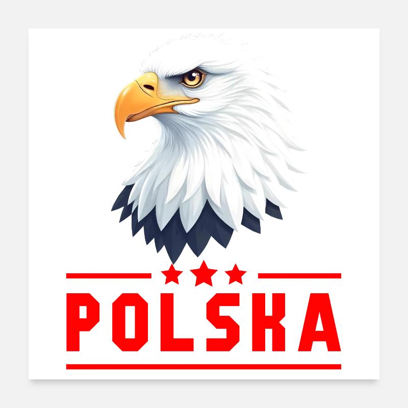 POLOGNE Eagle lettres rouges Poster 60 x 60 cm