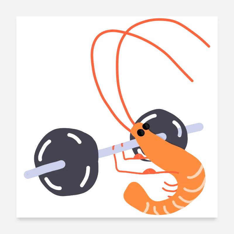 Crevette de sallle de musculation - Poster 60 x 60 cm - blanc