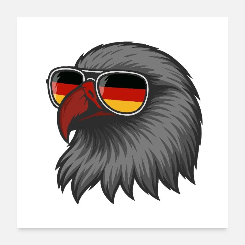 German Eagle with flag in DE glasses Poster 24" x 24" (60x60 cm)