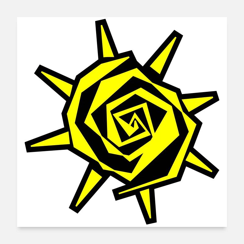 Sun Spiral Neon Yellow Poster 24" x 24" (60x60 cm)