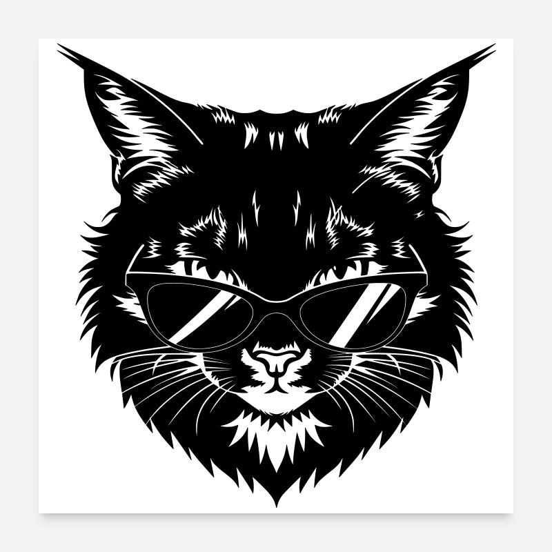 Chat noir avec des lunettes de soleil Poster 60 x 60 cm