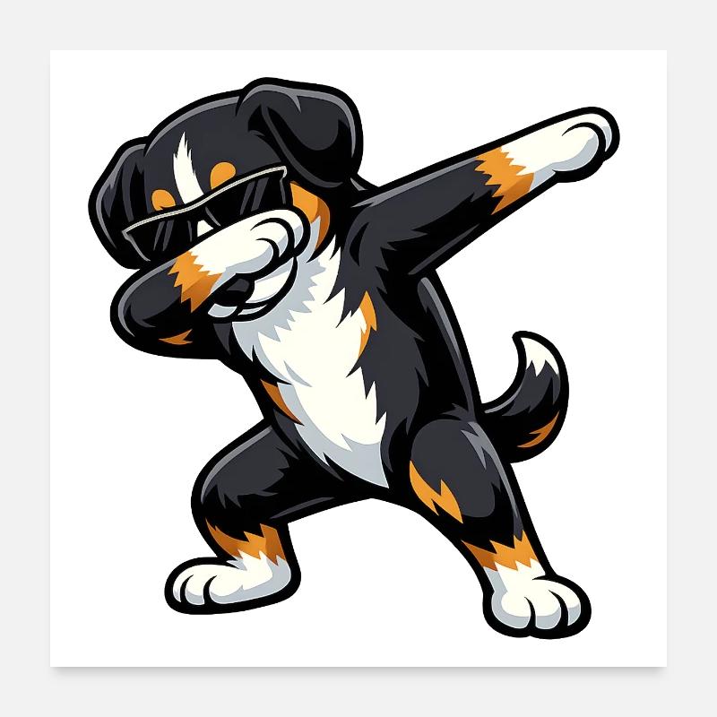 Tapping du chien de montagne Entlebucher Poster 60 x 60 cm