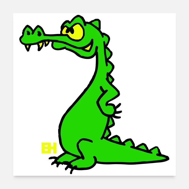 Crocodile souriant, design à trois couleurs Poster 60 x 60 cm