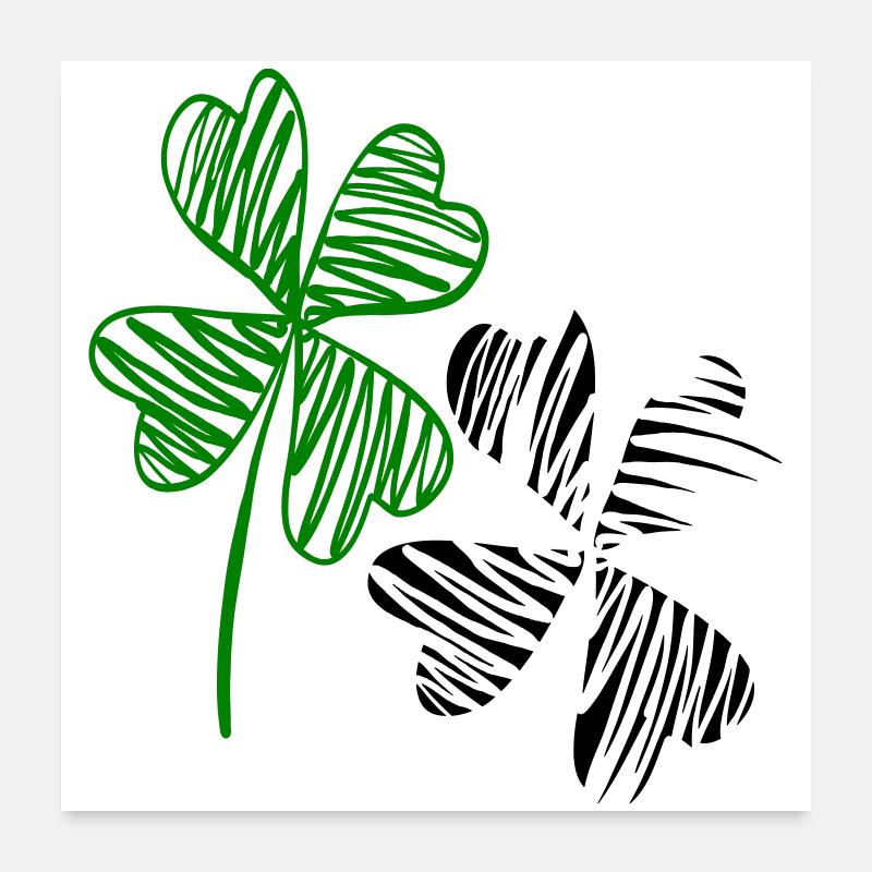 Kleeblätter, Glück - Poster 60x60 cm - Weiß