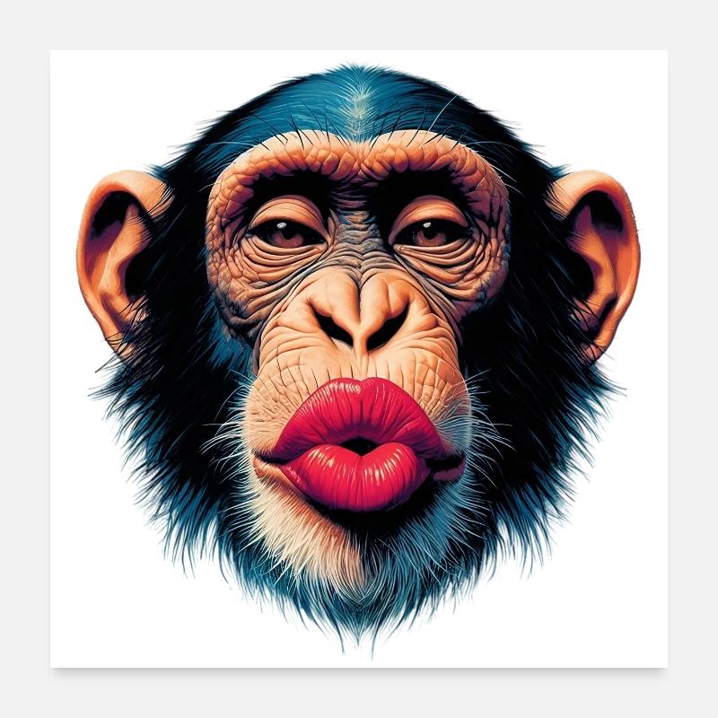 Baiser de singe Poster 60 x 60 cm