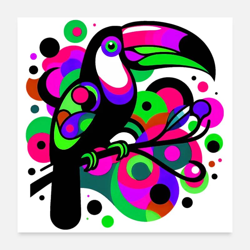 Tukan - Poster 60x60 cm - Weiß