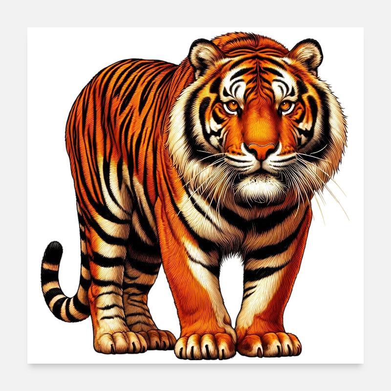 Tiger - Poster 60x60 cm - Weiß