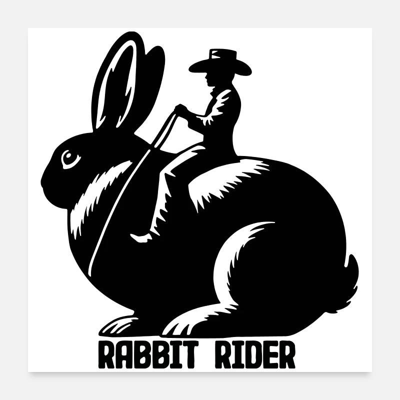 Rabbit Rider (text - no outline, 3-Color) Poster 24" x 24" (60x60 cm)