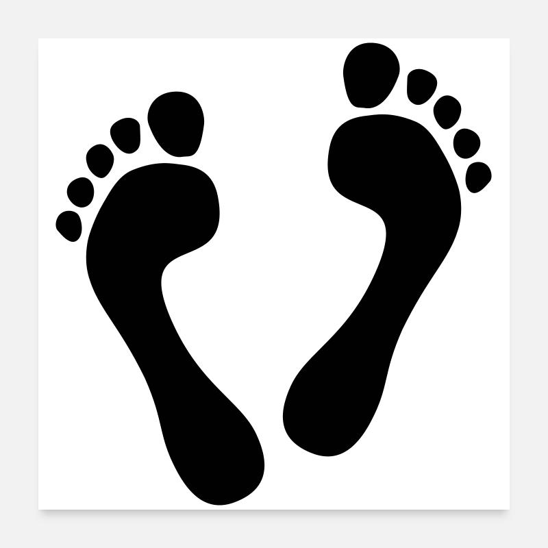 Barfuß-Herz - barefoot heart - Poster 60x60 cm - Weiß