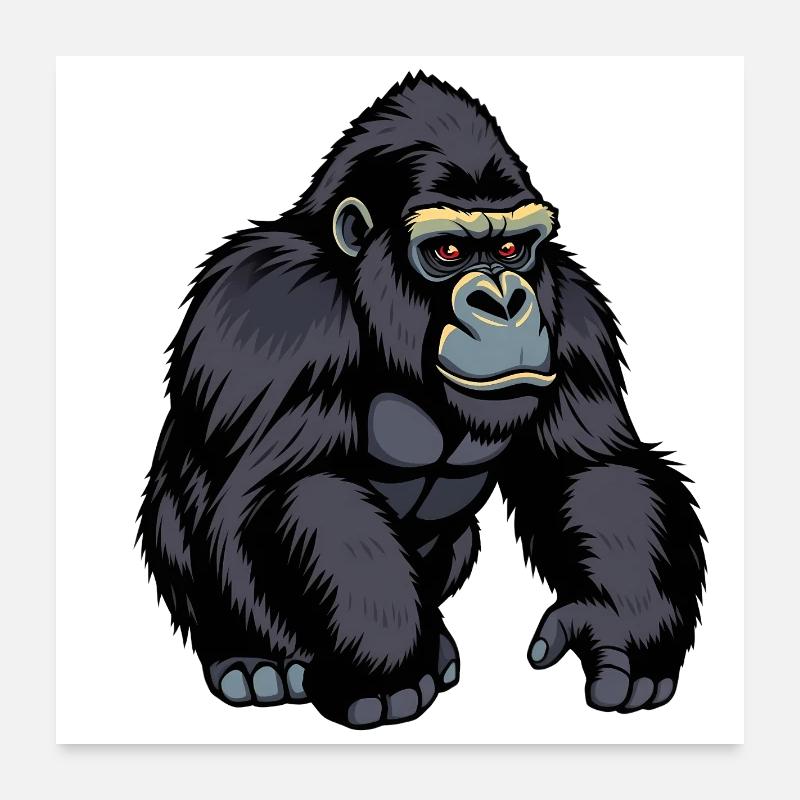 Gorilla - Poster 60x60 cm - Weiß