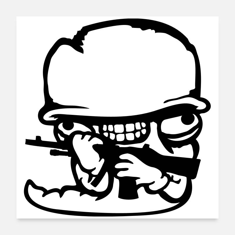 Worm Soldier Crazy Helmet Weapon Aggressive Wild Fun Poster 24" x 24" (60x60 cm)