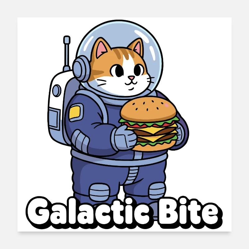 Burger Astronaute Chat Galactique Poster 60 x 60 cm