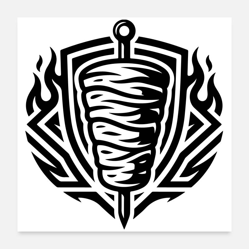 Doner Kebab Skewer Symbol Poster 24" x 24" (60x60 cm)