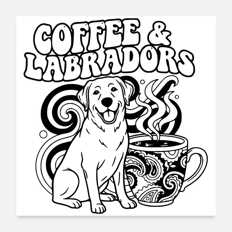 Aperçu du chien de Coffee Labrador Poster 60 x 60 cm