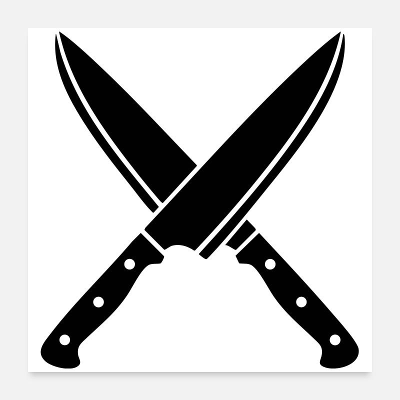 Kreuzige Kochmesser-Silhouette Poster 60x60 cm