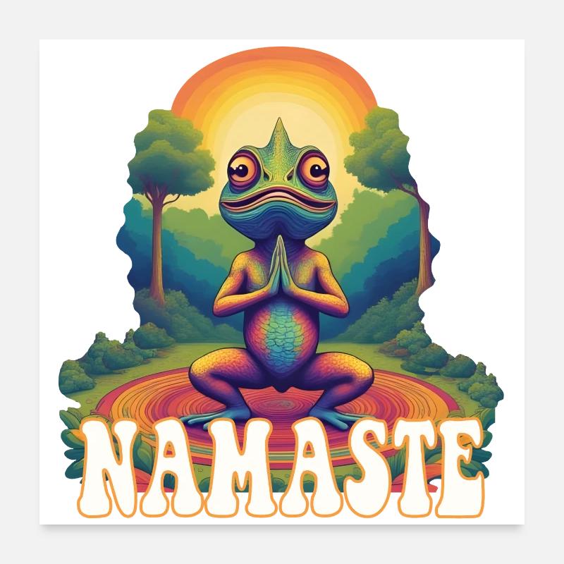 Namasté de yoga caméléon Poster 60 x 60 cm