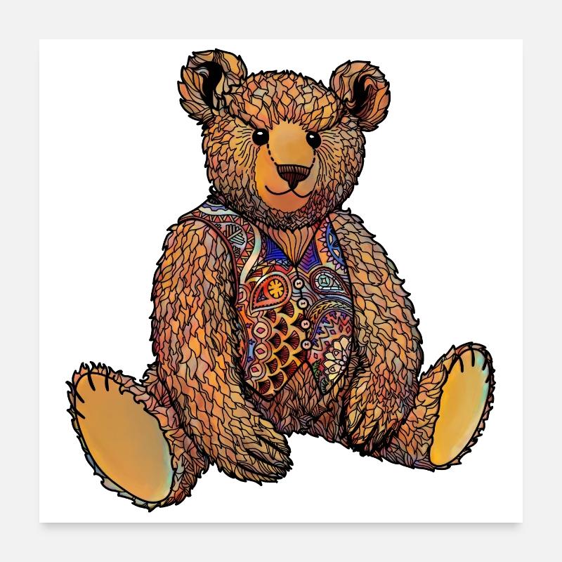Watercolour Ted - Poster 24" x 24" (60x60 cm) - white