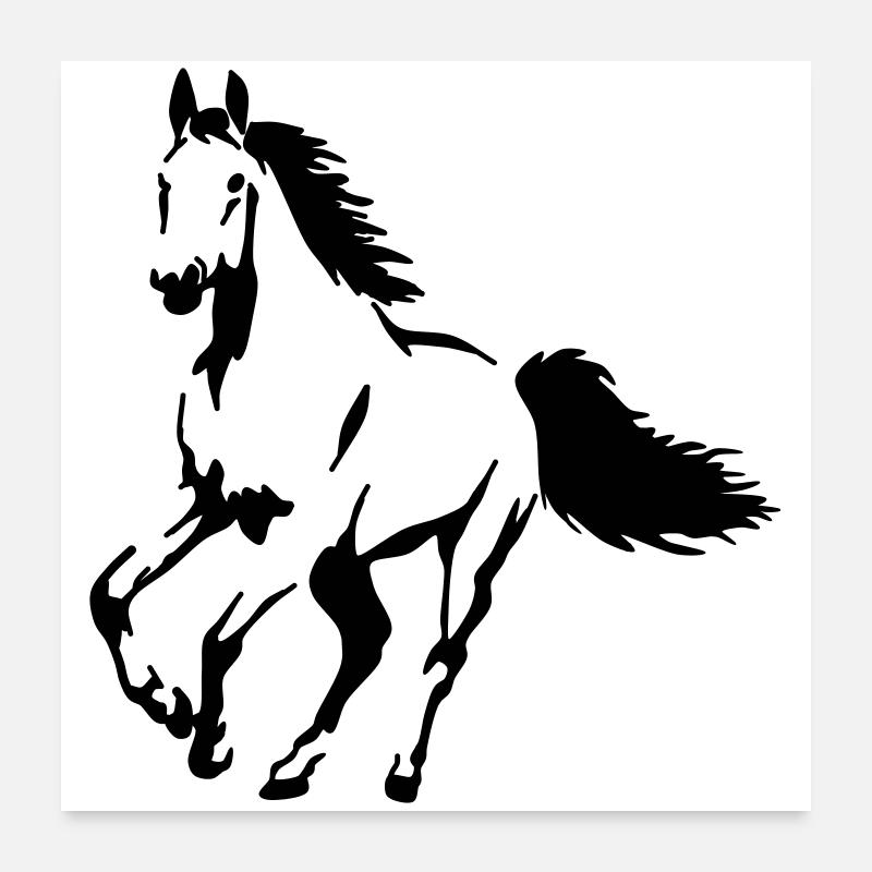 étalon - jument - poulain - cheval Poster 60 x 60 cm