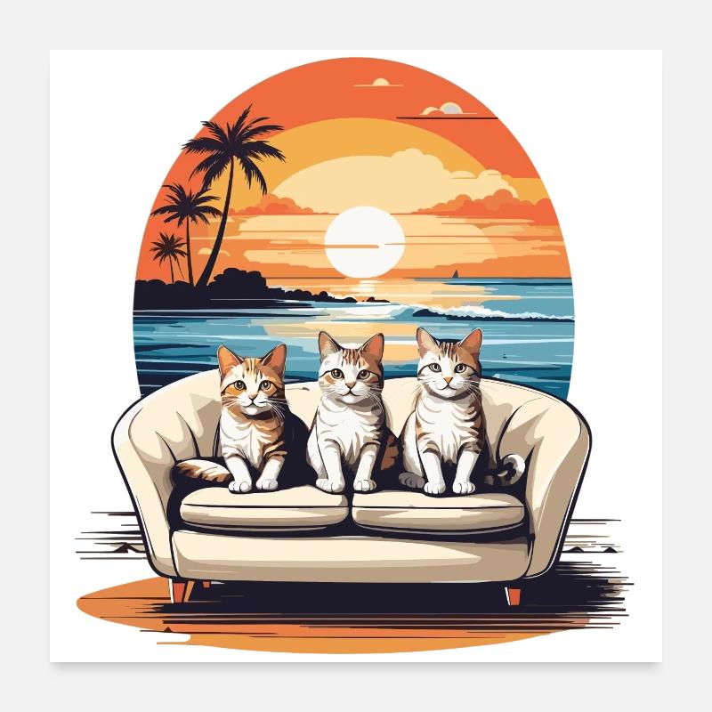 Katzen am Meer Poster 60x60 cm