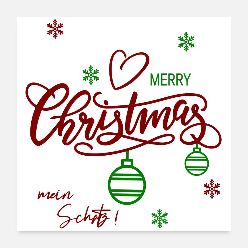 Merry Christmas - Poster 60x60 cm - Weiß