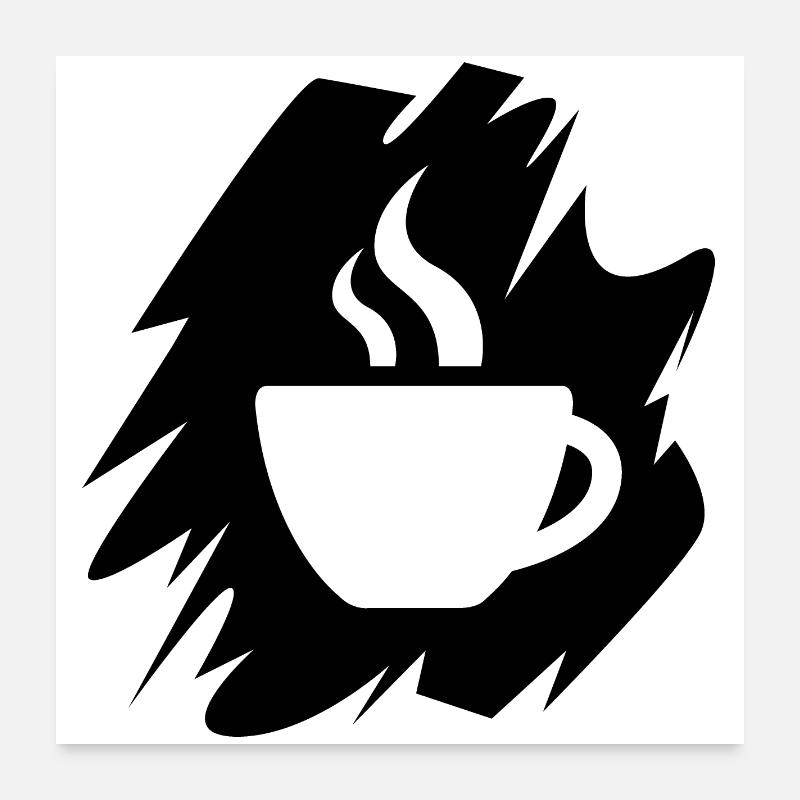 Kaffee Pinselstrich Logo Cafe Restaurant Tasse Poster 60x60 cm