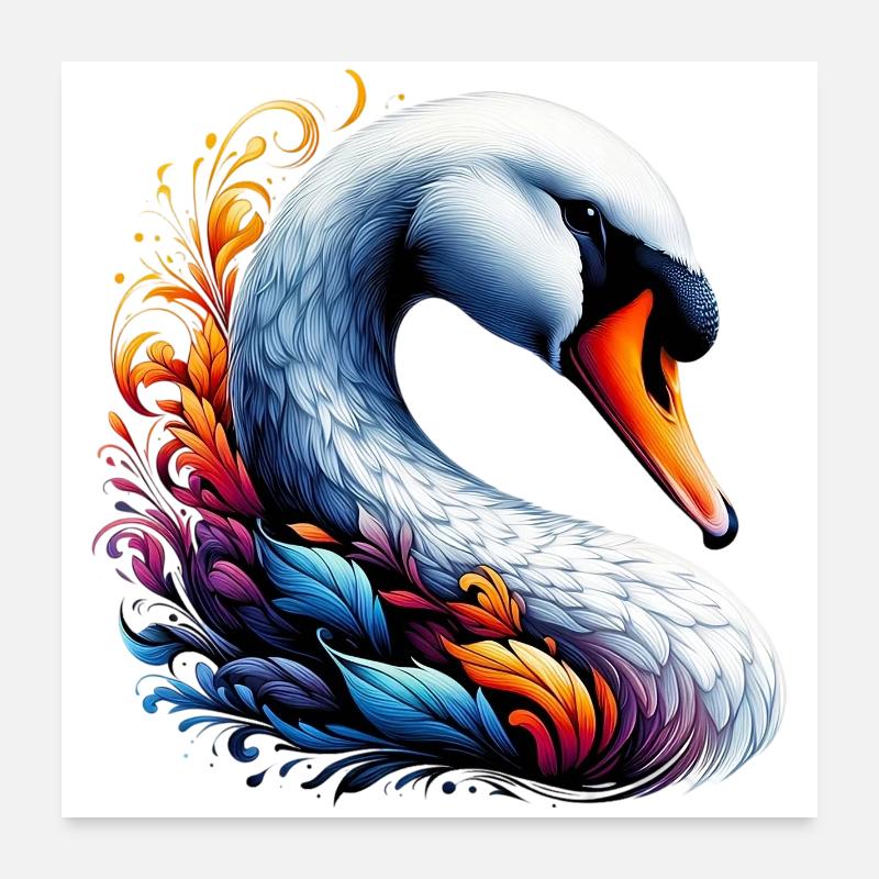 Swan Poster 24" x 24" (60x60 cm)