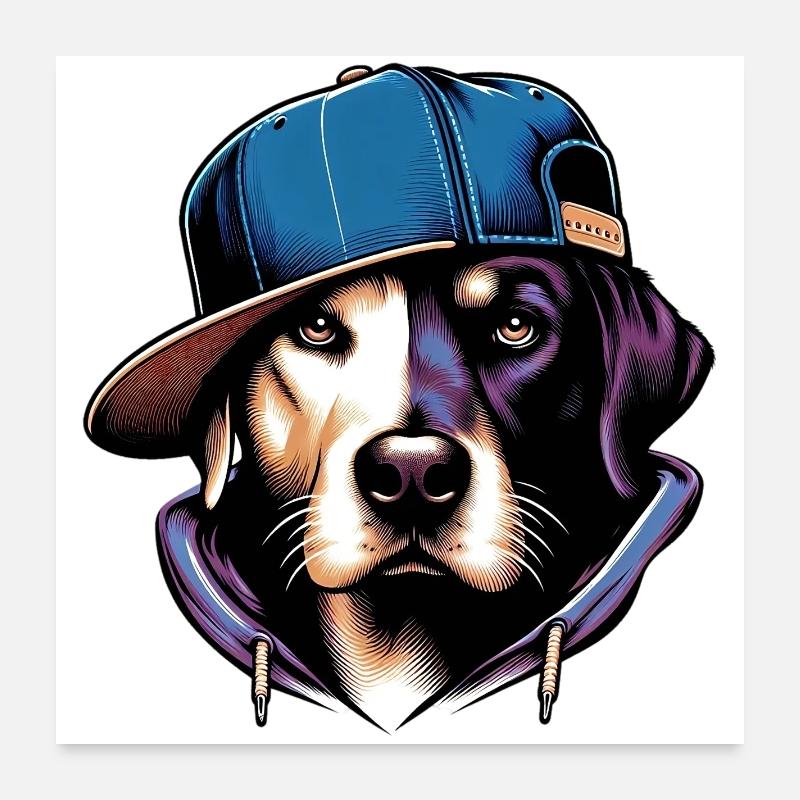 Hund - Poster 60x60 cm - Weiß