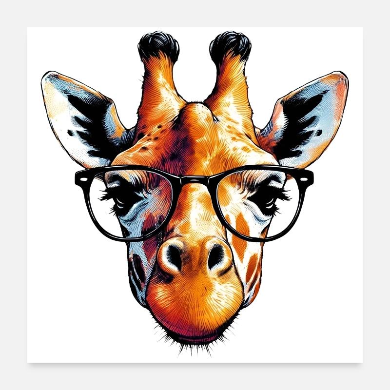 Girafe à lunettes Poster 60 x 60 cm