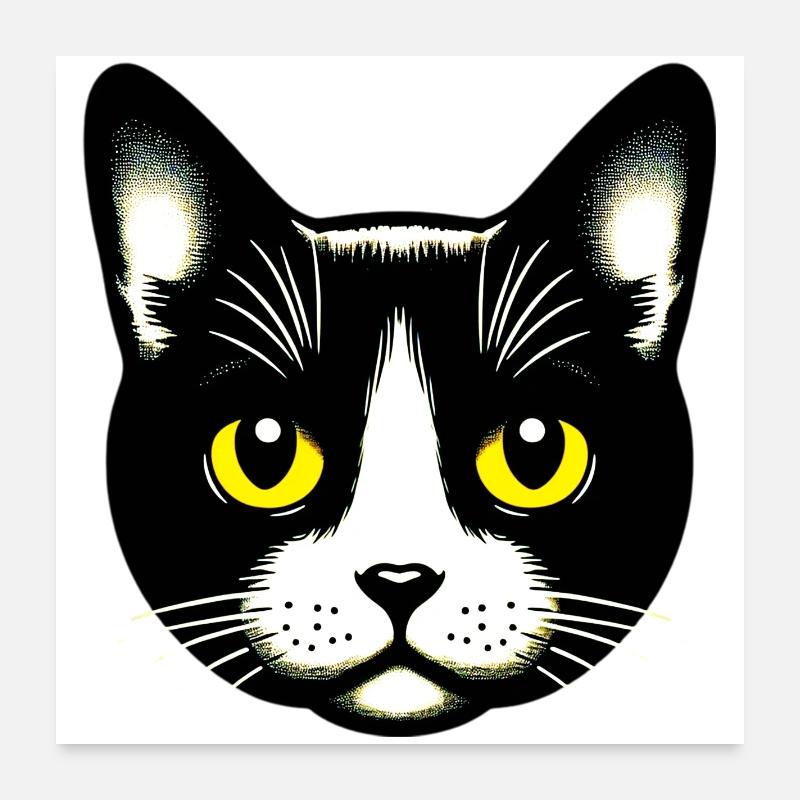 Katze - Poster 60x60 cm - Weiß