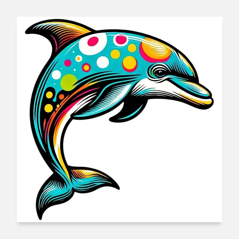 Delfin - Poster 60x60 cm - Weiß