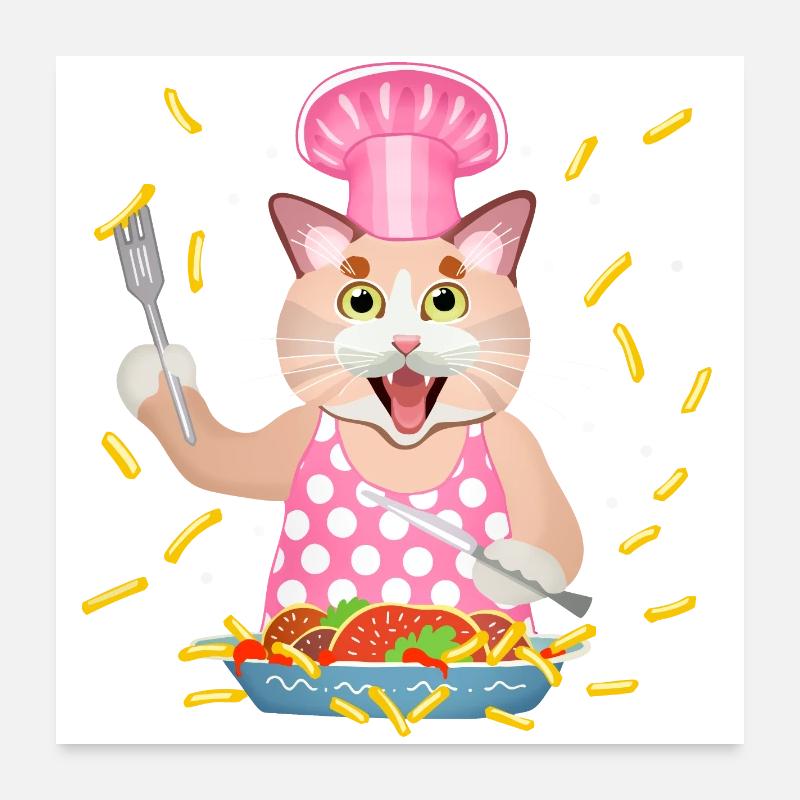 chat gourmand Poster 60 x 60 cm