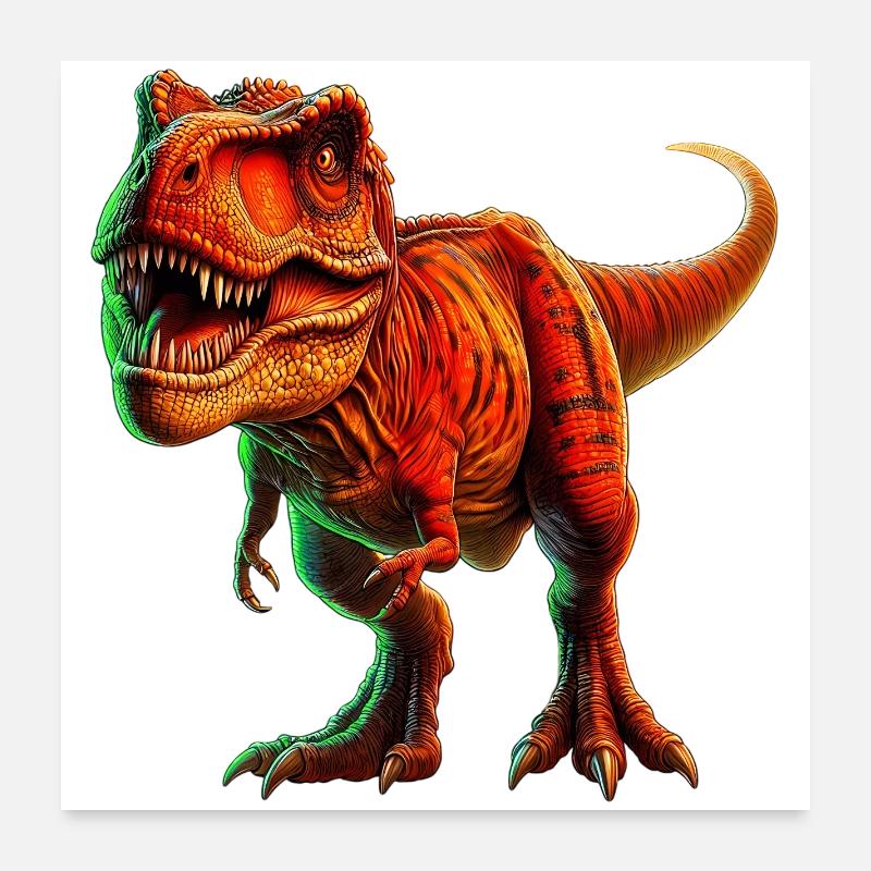 Dinosaurier - Poster 60x60 cm - Weiß