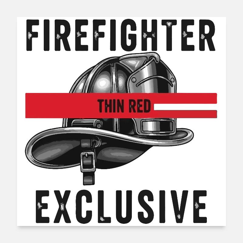 Firefighter Helmets Red Graphic Design Poster 24" x 24" (60x60 cm)