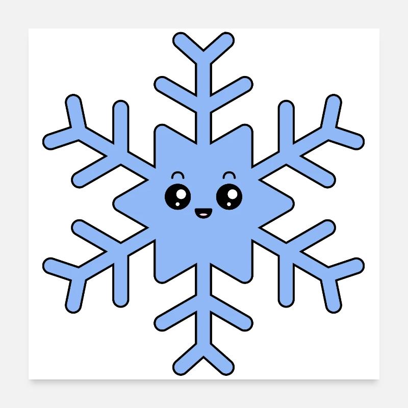 Flocon de neige kawaii mignon Poster 60 x 60 cm