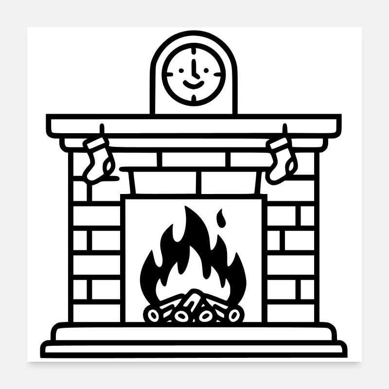 Cozy Christmas fireplace with fire Poster 24" x 24" (60x60 cm)