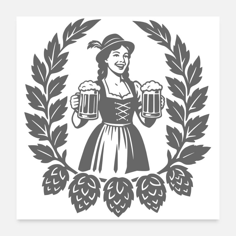 Bier Mädchen Poster 60x60 cm