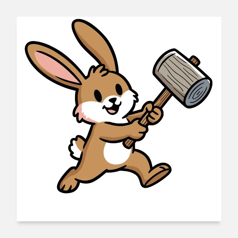 Lapin au marteau : Construire avec le cœur Poster 60 x 60 cm