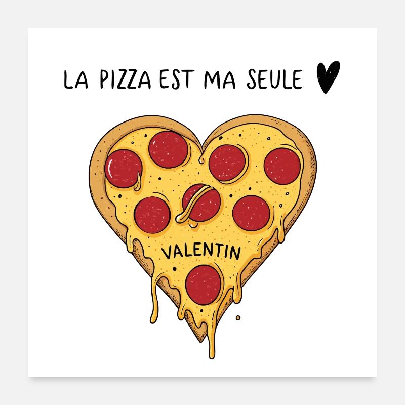 Coeur pizza Valentins Poster 60 x 60 cm