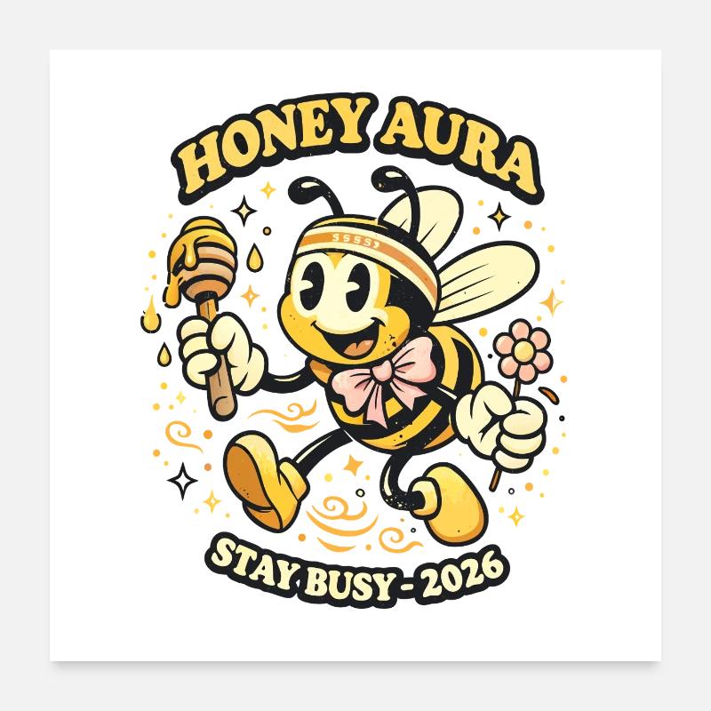 Honey Aura Bee 2026 Restez occupés Poster 60 x 60 cm