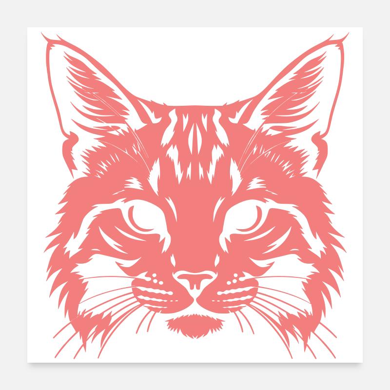 Katzenkopf Silhouette Poster 60x60 cm