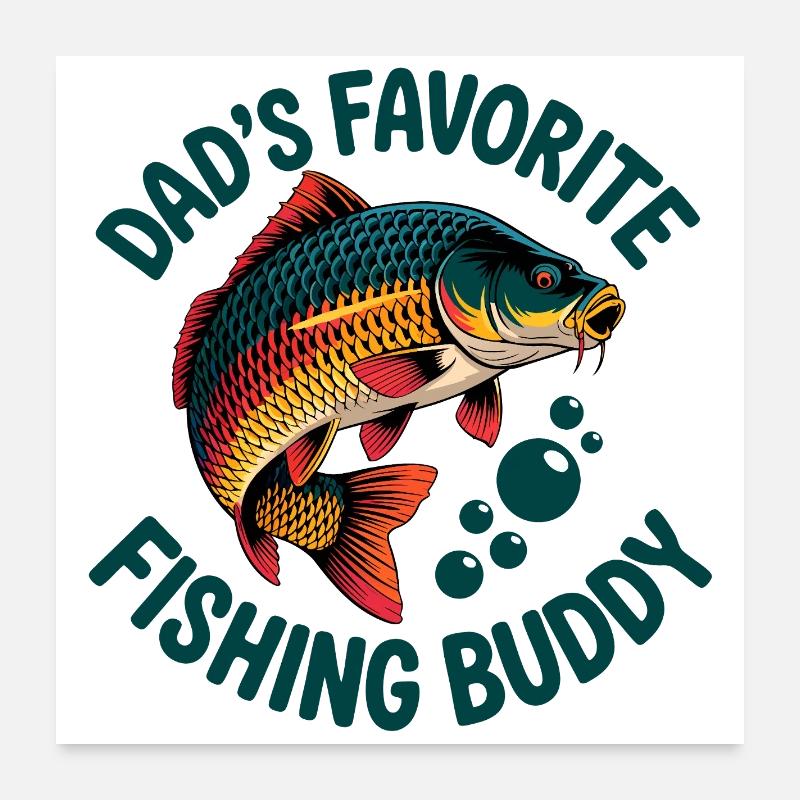 Pêcher avec papa Poster 60 x 60 cm